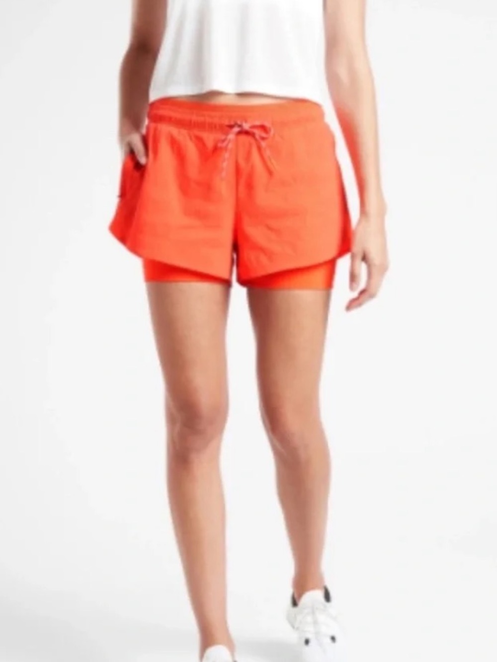 NWT Athleta Trekkie Crest 2-in-1 Hiking Shortie Poppy Orange Sz 10